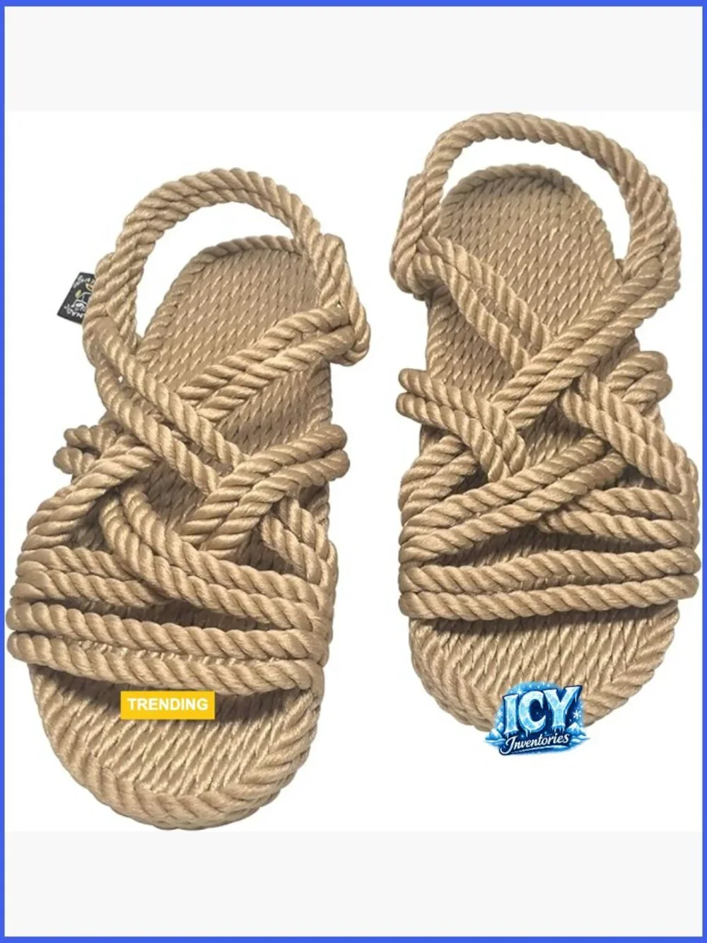 Handmade Adjustable Rope Sandals - Machine Washable Vegan-Friendly